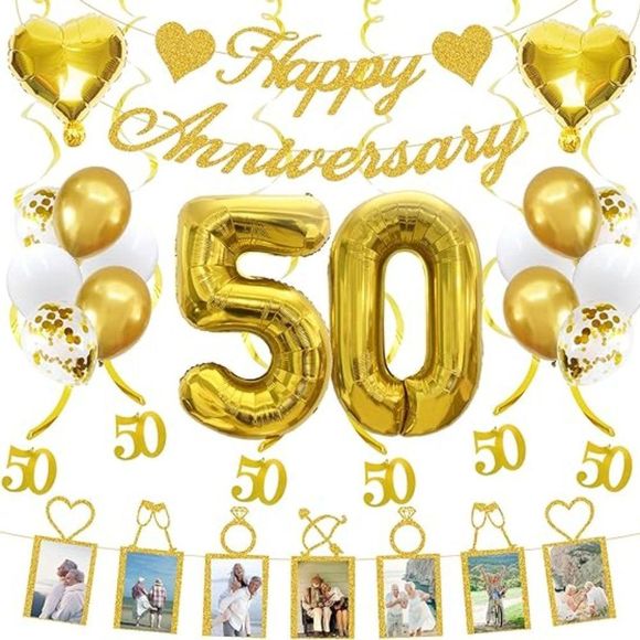 50th Anniversary Decorations Party Supplies Set - Picture 2 of 2